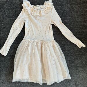 Boden Cream Dress with Gold Star Tulle